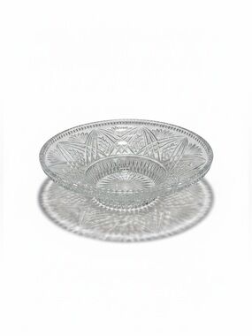 Vintage Bohemia Crystal Bowl 10.5” 24% Lead Cut Clear Glass Bowl Czech Republic